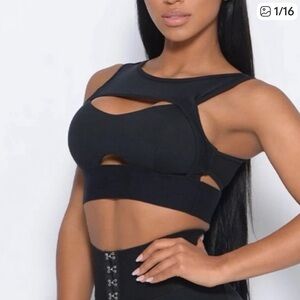 Bombshell Sportswear Black Cut-Out sports bra